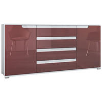 SIDEBOARD Sylt Bordeaux Hochglanz / Weiß Hochglanz - Bordeaux, Holzwerkstoff (166.5/75.5/35cm) - Vladon