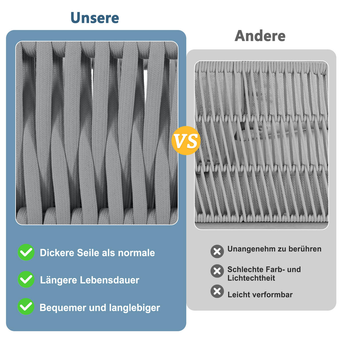 GARTENSET 10-Sitzer Grau Mit Verstellbaren Füßen & Metallgestell - Grau, Metall - FLIEKS