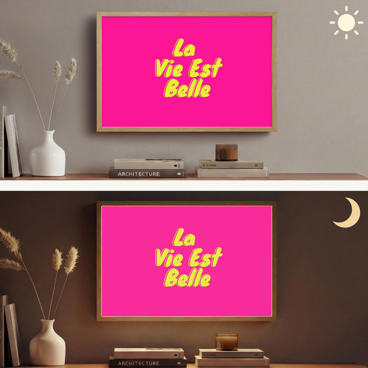 NÁSTĚNNÁ LAMPA S AKUMULÁTOREM Citace - Retro - Pink 60x40 cm - růžová, kompozitní dřevo (60/40/8cm) - OnlyWow