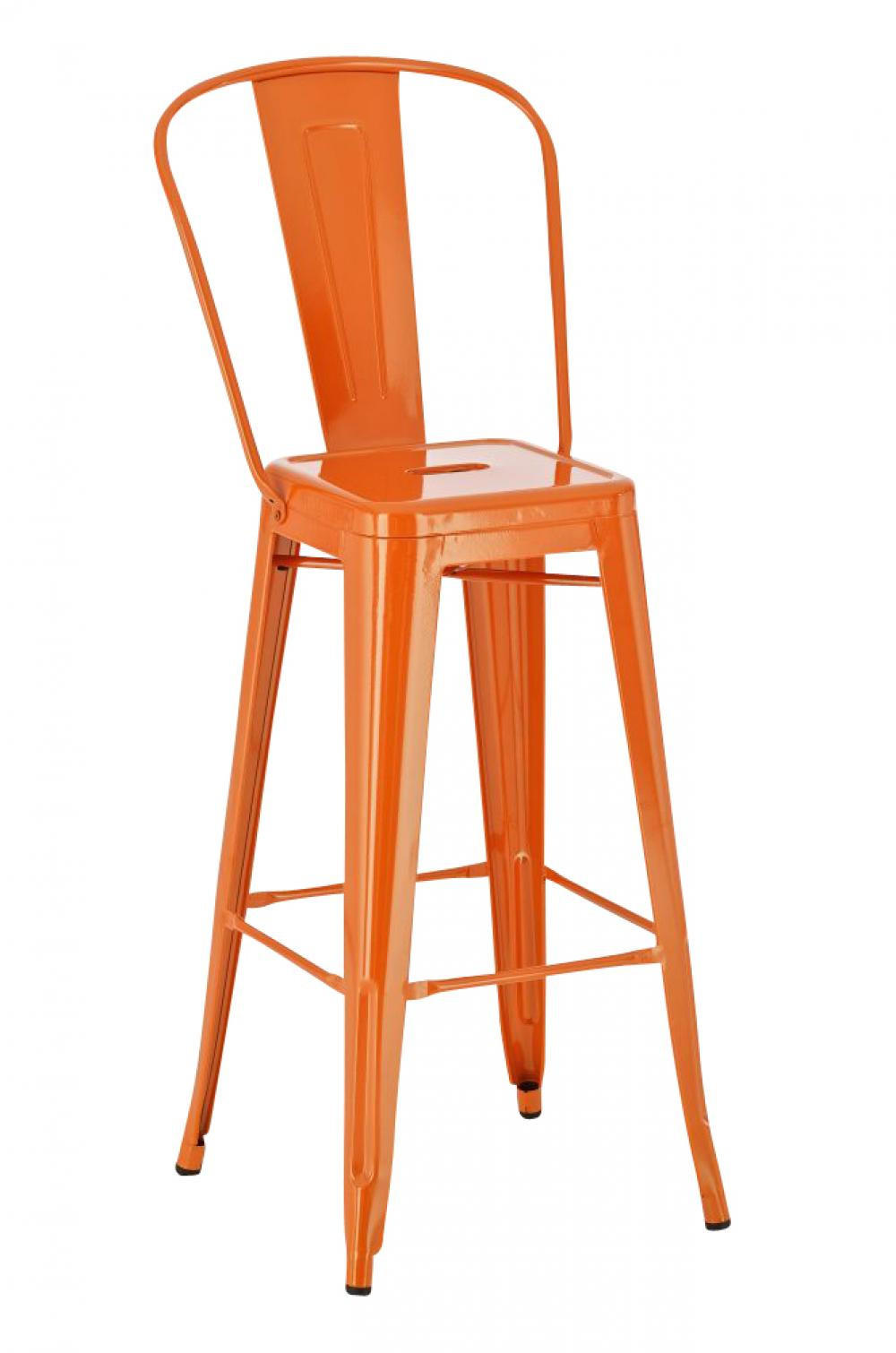 BARHOCKER Metall orange - Eukalyptusholzfarben/Orange, Metall (44/115/52cm) - CLP