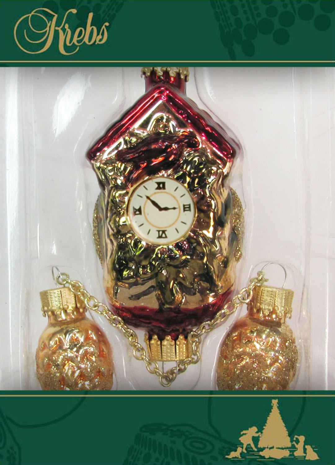 CHRISTBAUMSCHMUCK Kuckucksuhr Goldfarbig 7cm (Glas / 1 Stk.) - Goldfarben, Glas (4/7/3cm) - Krebs Glas Lauscha