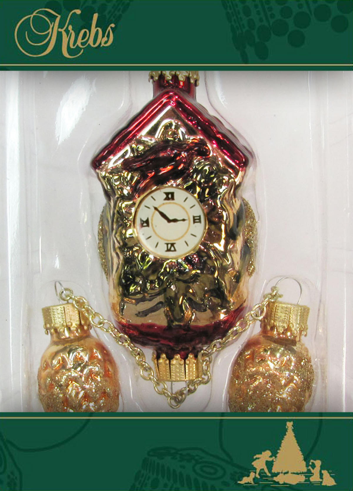 CHRISTBAUMSCHMUCK Kuckucksuhr Goldfarbig 7cm (Glas / 1 Stk.) - Goldfarben, Glas (4/7/3cm) - Krebs Glas Lauscha