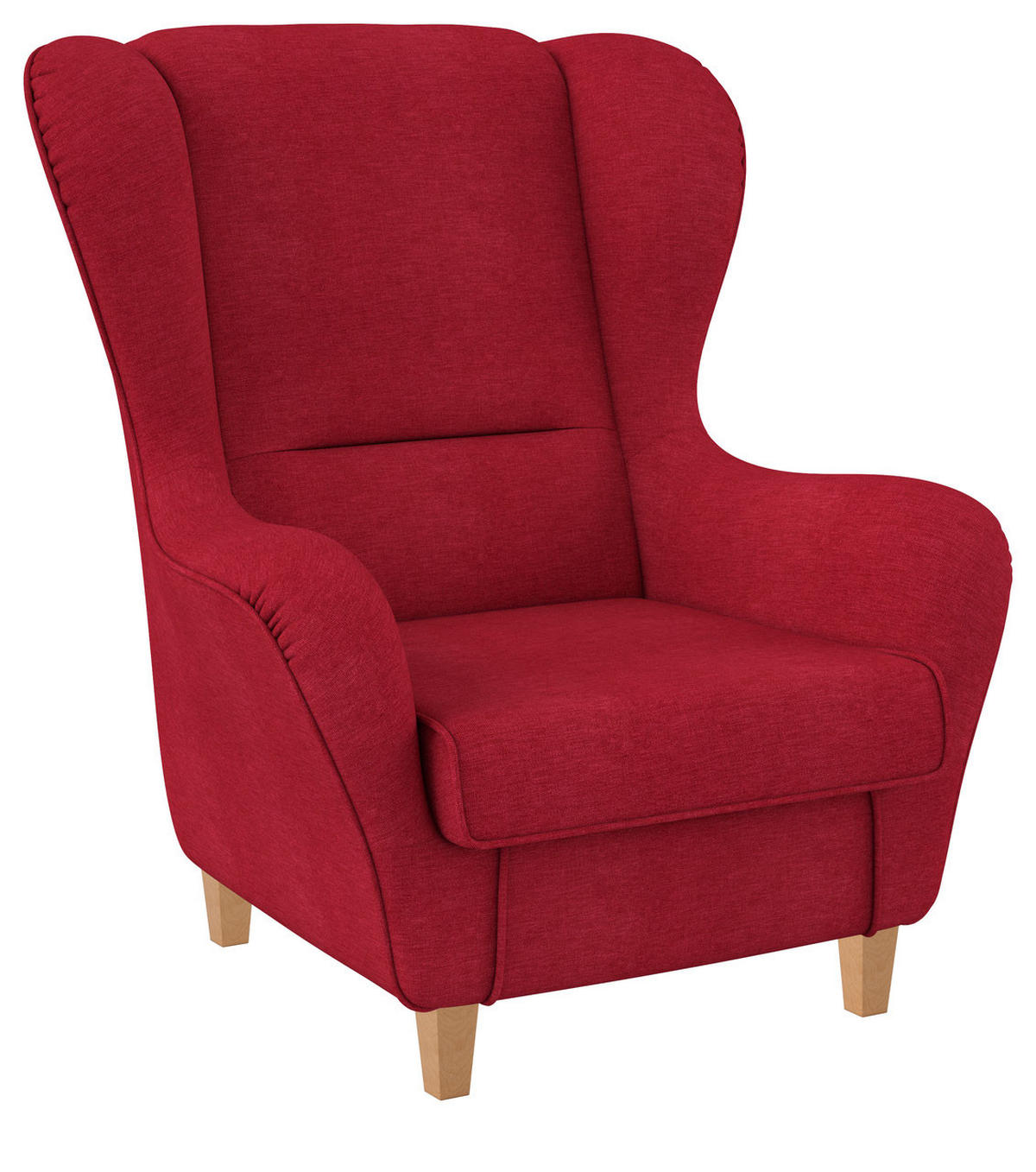 OHRENSESSEL Sofia Relaxsessel mit Hocker | Design Webstoff Vienna Rot - Bronzefarben, Textil (92/68/95cm) - Supellex