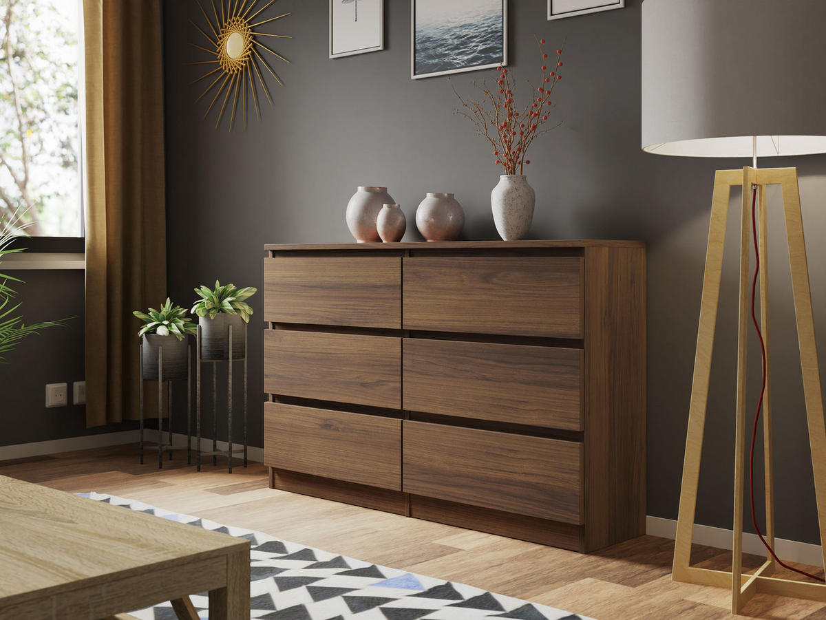 KOMMODE Malwa M6 120 - Nussbaumfarben, Holzwerkstoff (120/77/30cm) - MIRJAN24