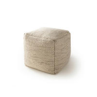 WOLL-POUF handgefertigt Rocco Cream 45x45x45 cm - Creme, Textil (45/45/45cm) - benuta Pure