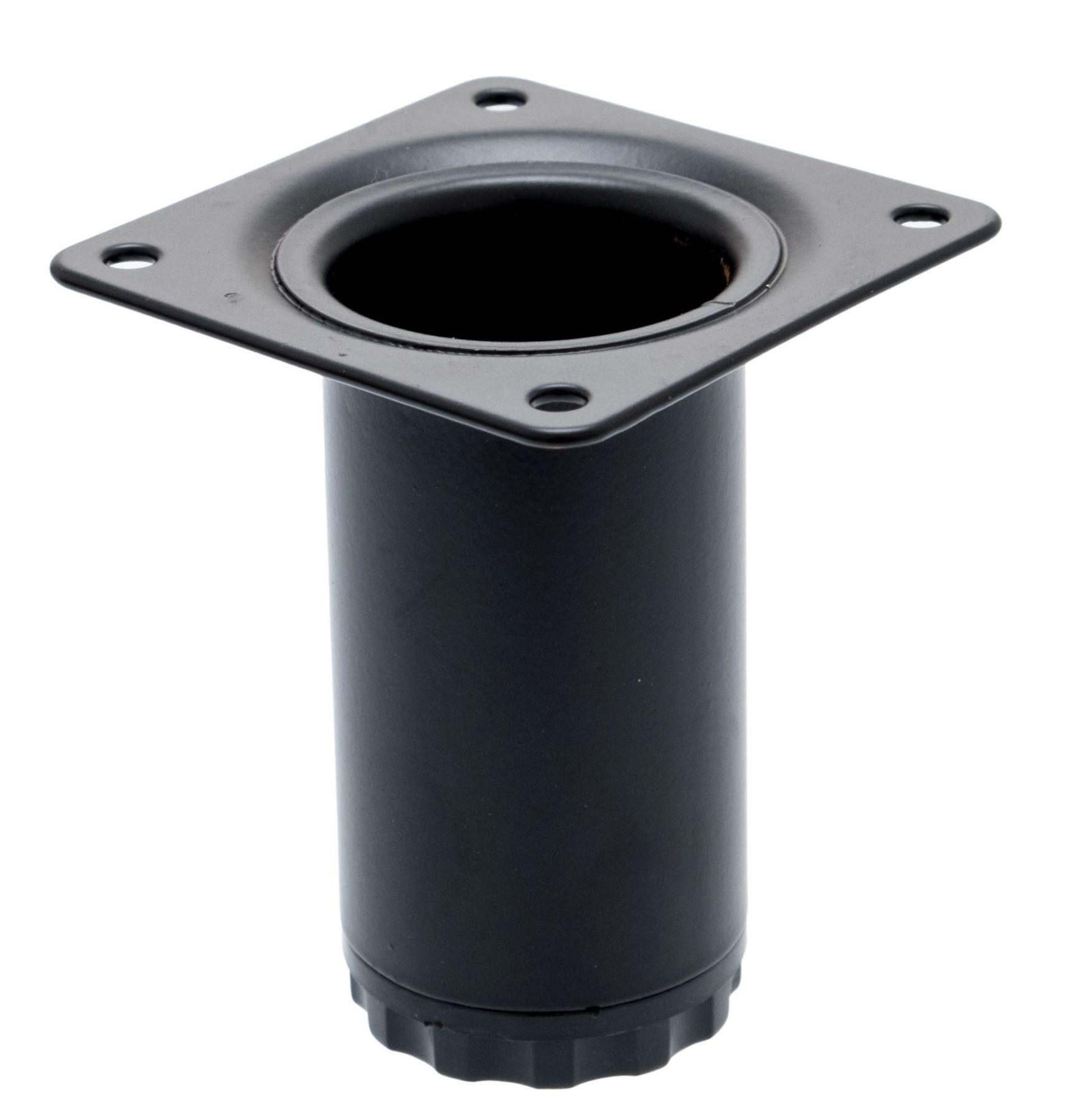 MÖBELFUSS schwarz Möbelbein 8 cm + 1 cm höhenverstellbar Tragkraft max. 50 kg - Schwarz, Metall (4/8/4cm) - Livingpoint24