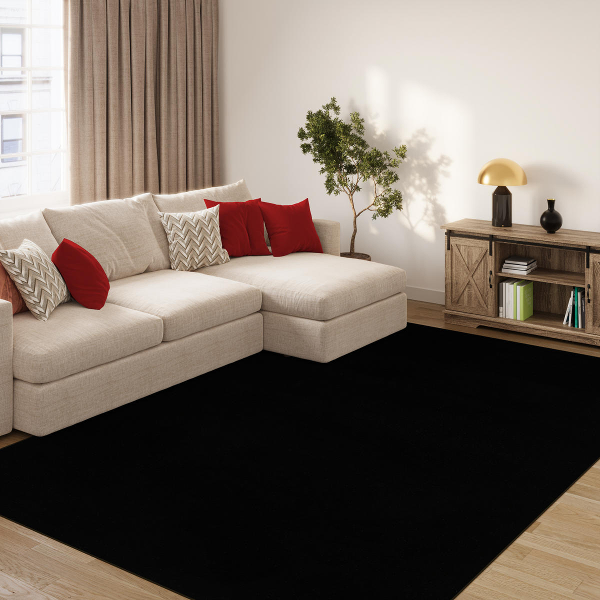 TEPPICH Mono Schwarz 300/400 cm - Schwarz, Kunststoff (300/400cm) - Tapiso