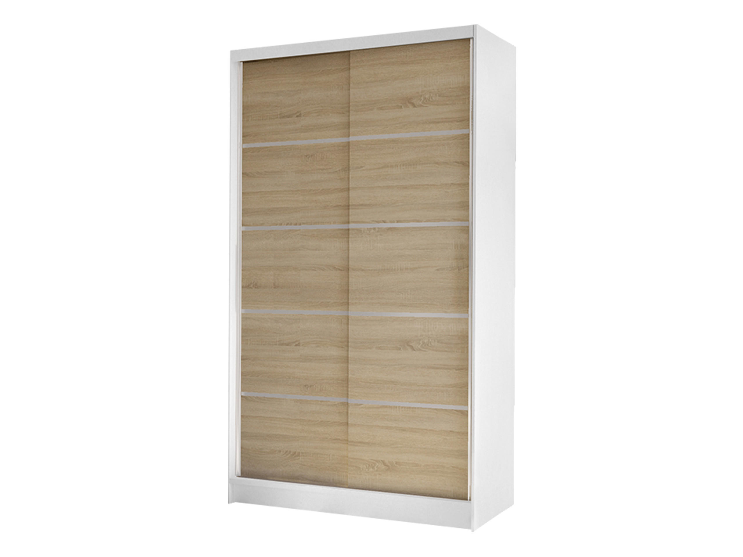 SCHWEBETÜRENSCHRANK Diego IV - Weiß/Sonoma Eiche, Holzwerkstoff/Metall (100/200/58cm) - MIRJAN24
