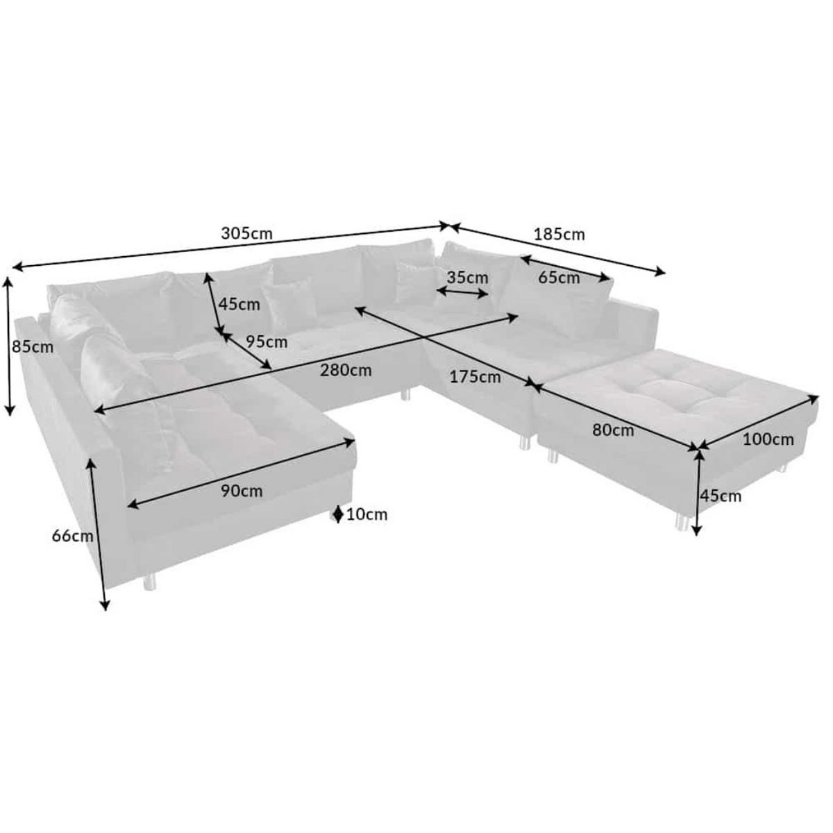 XXL WOHNLANDSCHAFT INKL. HOCKER KENT Samt Grau 305 cm - Silberfarben/Grau, Kunststoff/Textil (305/85/185cm) - riess-ambiente