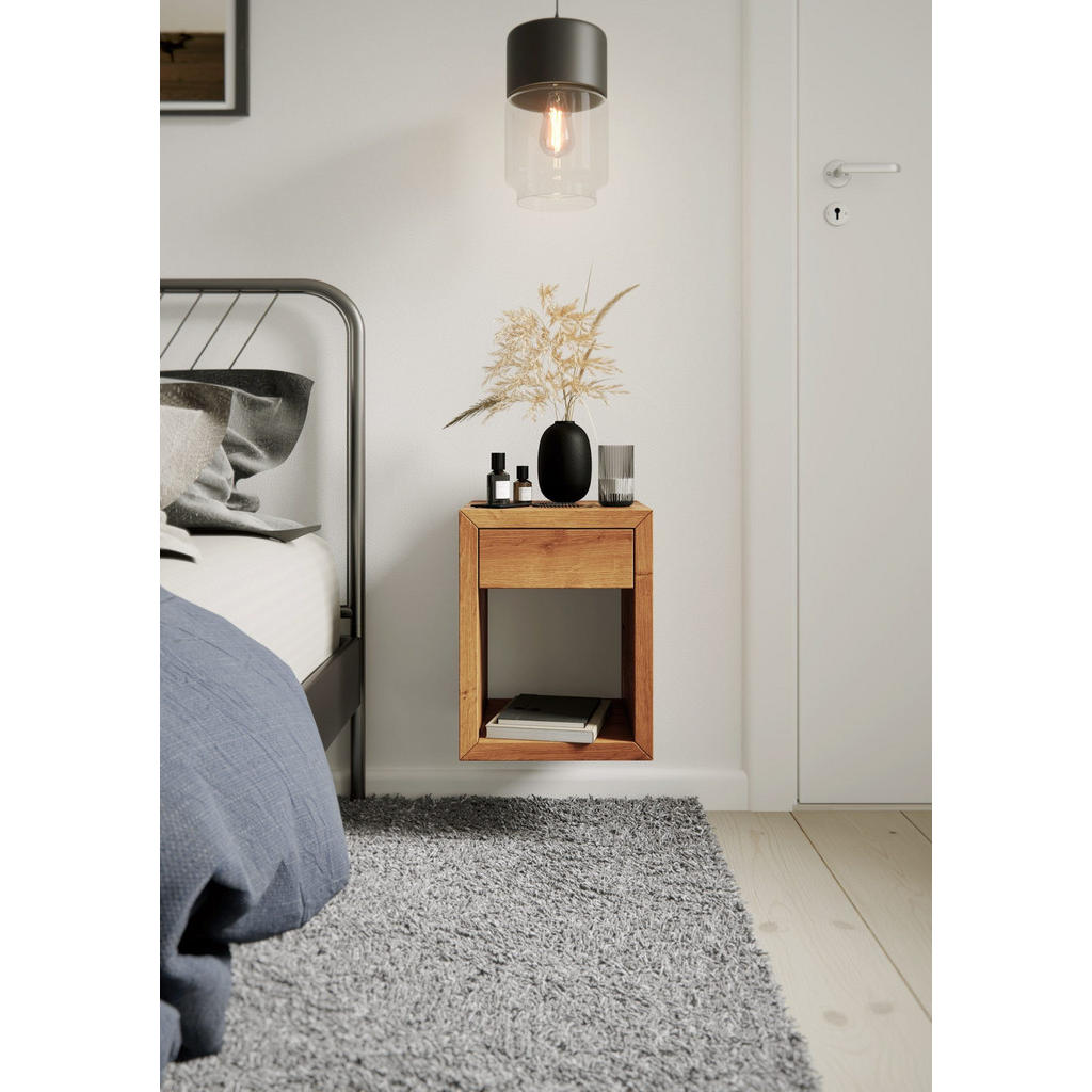 Thumbnail - Woodek Nachttisch, Eiche, Holz, Echtholz,Eiche, 30x39x30 cm, FSC 100%, Schlafzimmer, Nachttische