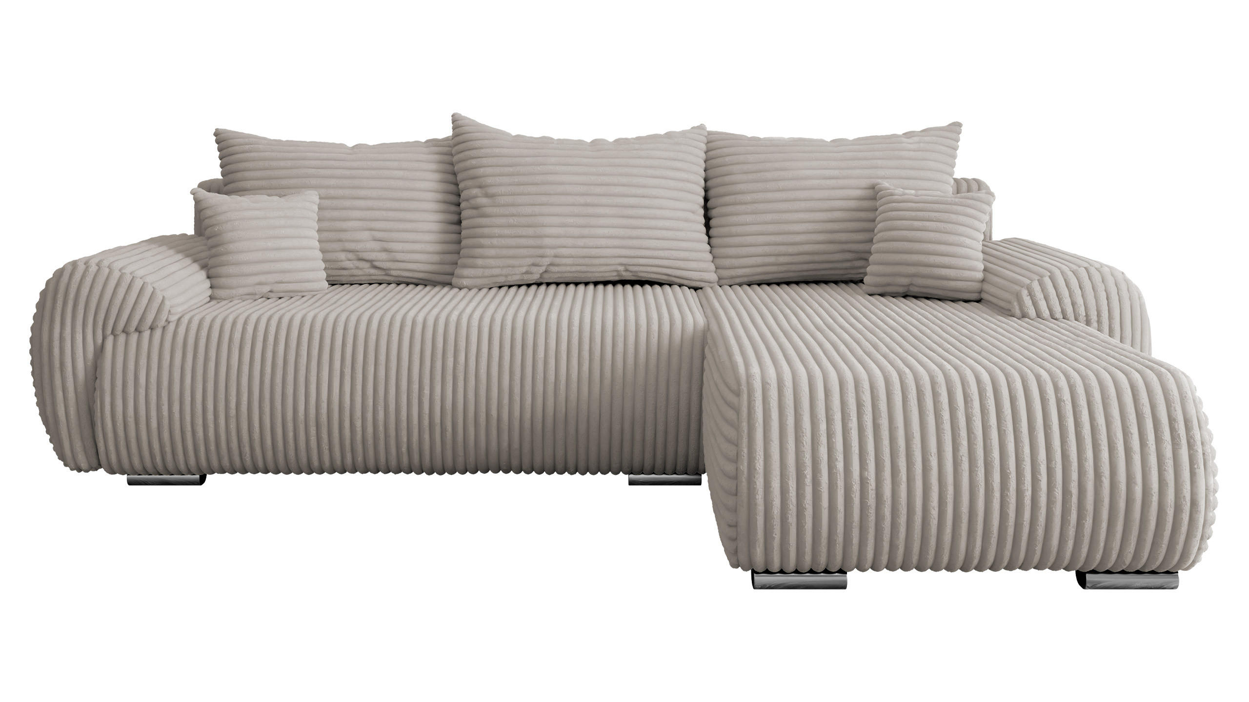 ECKSOFA Ubo L Cord, Seite: Rechts - Hellbraun/Silberfarben, Holz/Kunststoff (282/187cm) - MIRJAN24