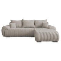 ECKSOFA Ubo L Cord, Seite: Rechts - Hellbraun/Silberfarben, Holz/Kunststoff (282/187cm) - MIRJAN24