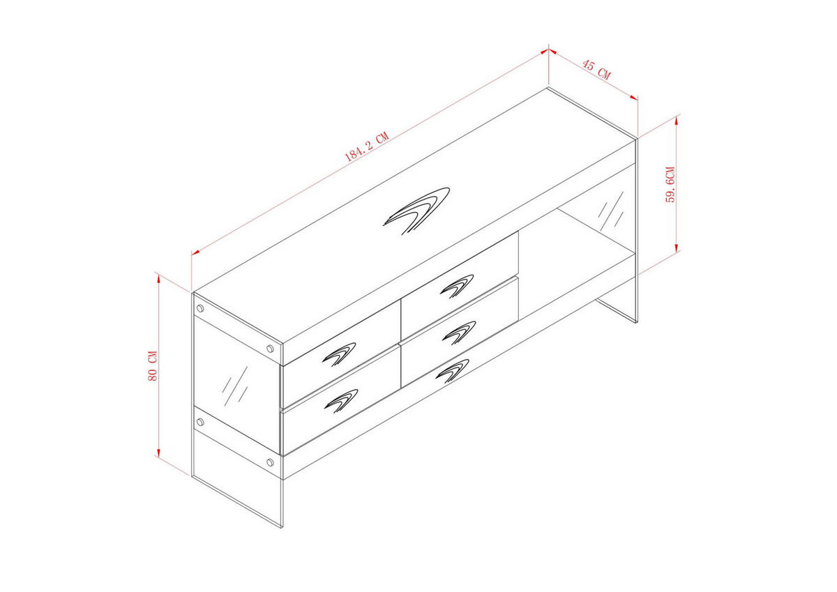 SIDEBOARD SOHO Braun 184x45x80 cm - Braun, Holzwerkstoff (184/80/45cm) - FURNLUX