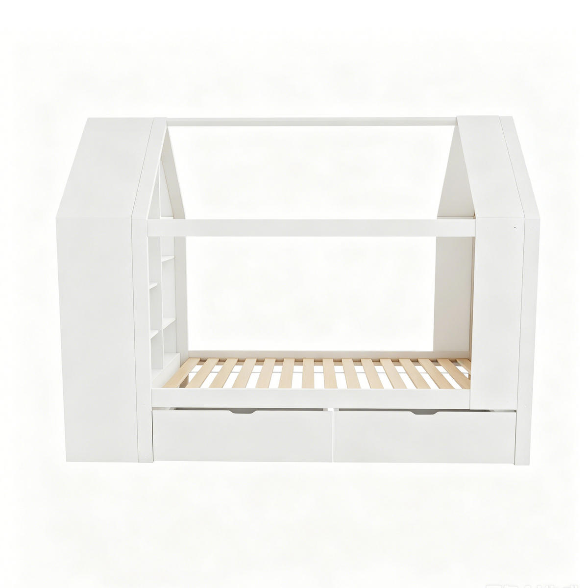 KINDERBETT 90x200 Hausdesign LED Schubladen Weiß - Weiß, Holz (90/200cm) - FLIEKS