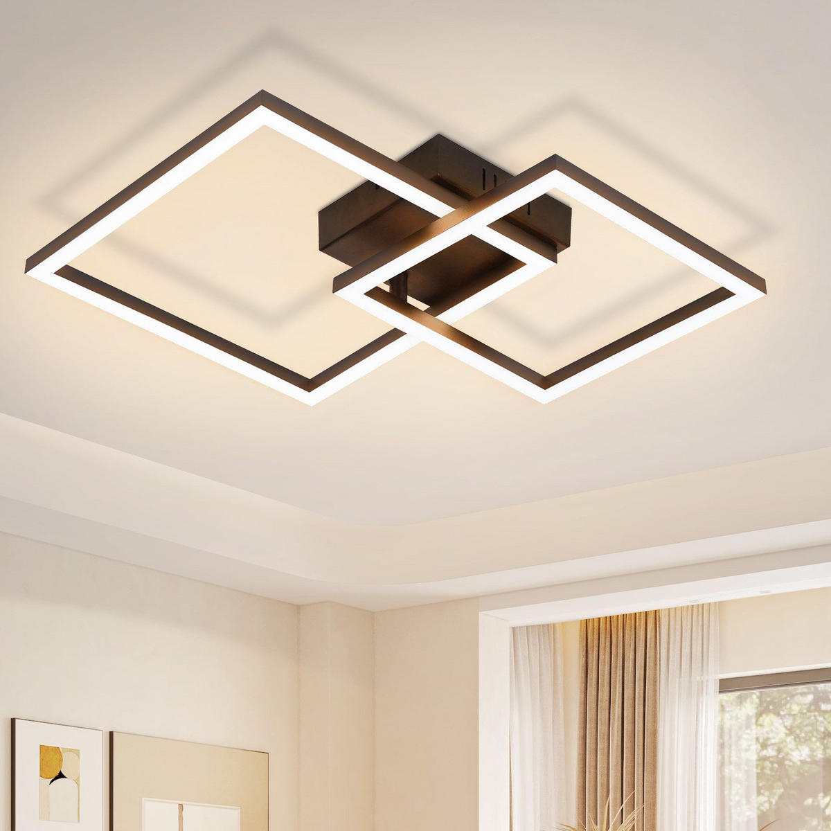 LED-DECKENLEUCHTE Lounder 34.5/34.5/6.7cm - Schwarz, Kunststoff (34.5/34.5/6.7cm) - Nettlife