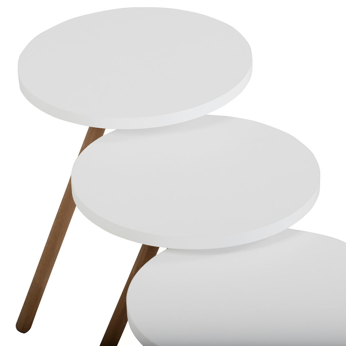 BEISTELLTISCH-SET 3 TLG. Hjørring - Naturfarben/Weiß, Holzwerkstoff/Buchenholz (34/34/49cm) - [en.casa]
