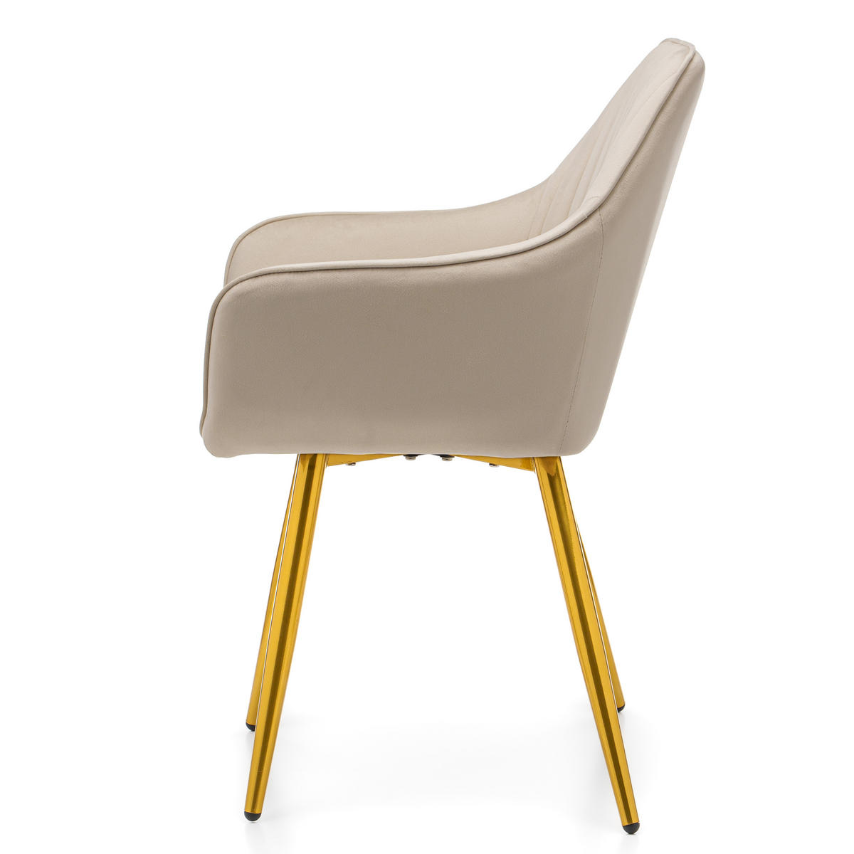STUHL PASSO gepolstert mit Steppung - beige goldene Beine - Samt Velours - Ecru/Beige, Textil/Metall (58/87/60cm) - NEW HOME