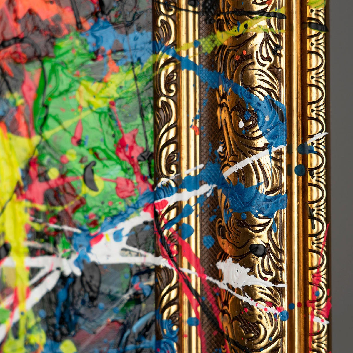 GEMÄLDE Farben der Leidenschaft Schattenfugenrahmen Gold 120x80 cm - Goldfarben, Holz (120/80cm) - YS-art gallery