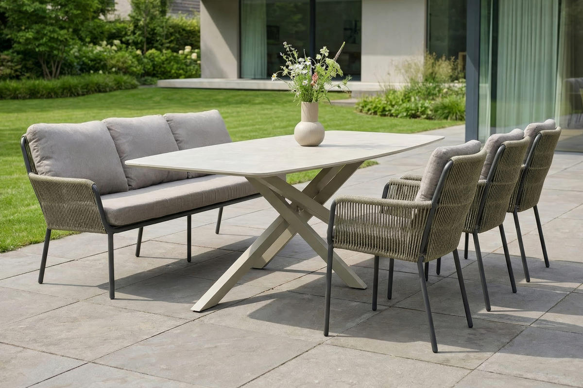 GARTENTISCH Concord 220x100x75cm, Stein, Taupe - Taupe, Stein (100/220/75cm) - dasmöbelwerk