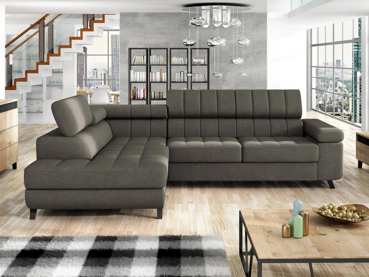 ECKSOFA Nord, Seite: Links - Schwarz/Braun, Holz/Textil (264/203cm) - MIRJAN24