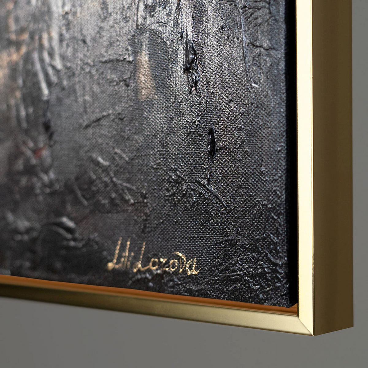 GEMÄLDE Waldglanz Schattenfugenrahmen Gold 140x100 cm - Goldfarben, Holz (140/100cm) - YS-art gallery