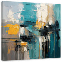 LEINWANDBILD Abstraktion Textur Minimalismus Türkis 50x50cm - Türkis, Textil (50/50cm) - Feeby