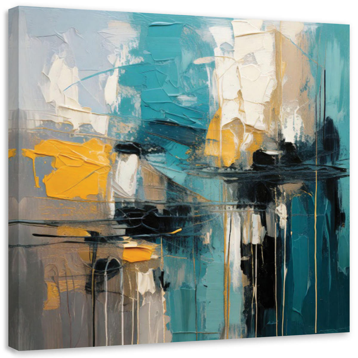 LEINWANDBILD Abstraktion Textur Minimalismus Türkis 50x50cm - Türkis, Textil (50/50cm) - Feeby