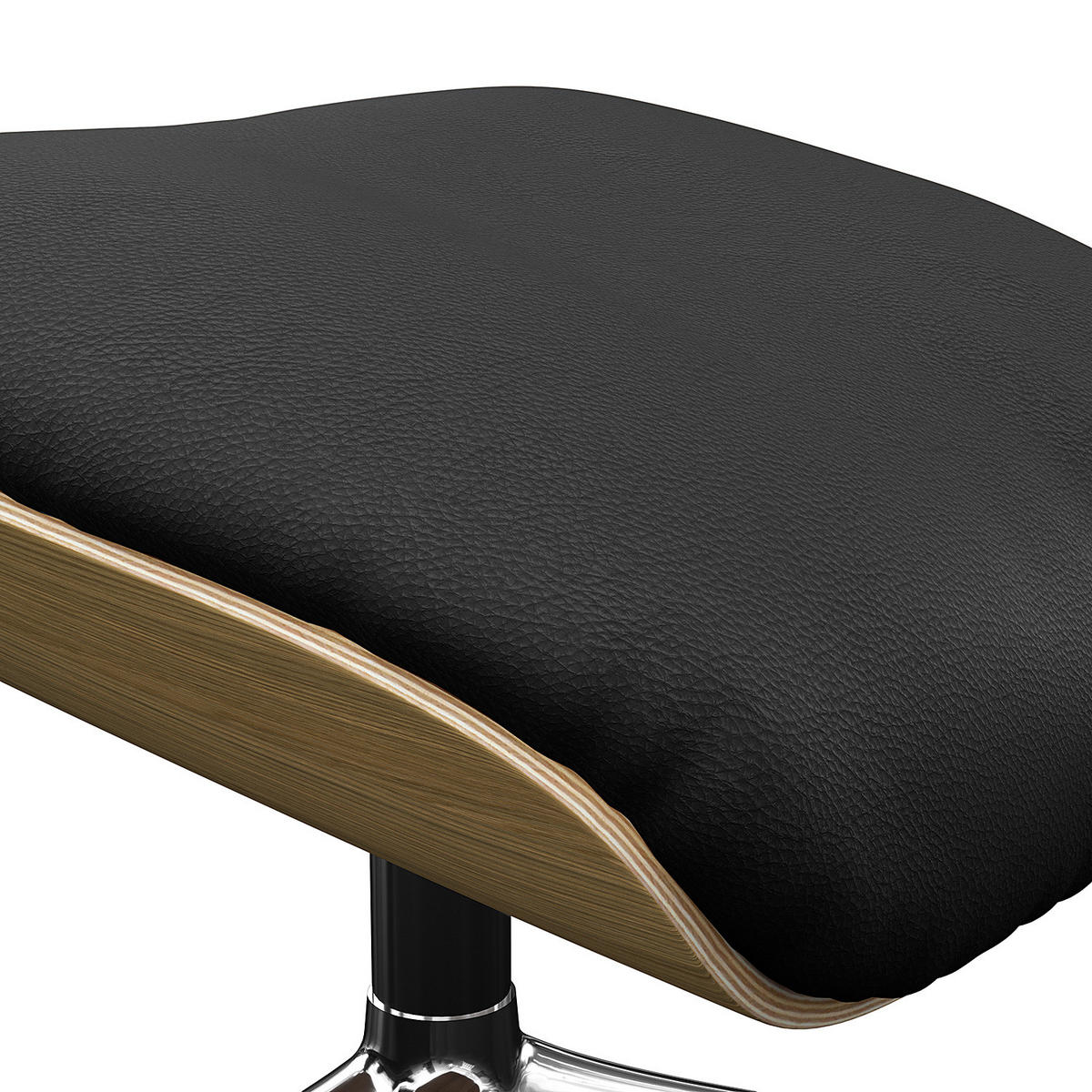 POLSTERHOCKER - Echtleder - Chromfarben/Schwarz, Leder/Holz (49/39/44cm) - home24