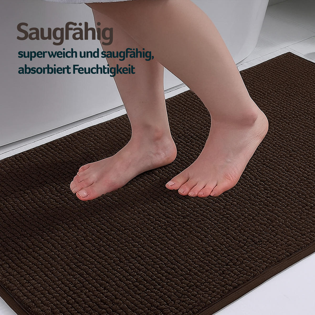 BADEMATTE Chenille 60x90cm Braun - Braun, Textil (90/60cm) - Bestlivings