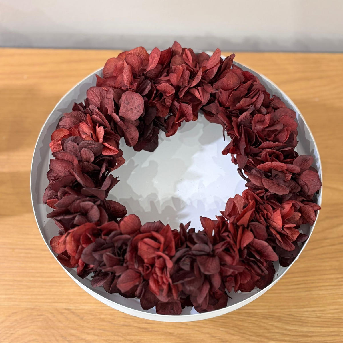 TROCKENBLUMEN Kranz Hortensien klein rot - Rot, Naturmaterialien (5cm) - Lykke & You