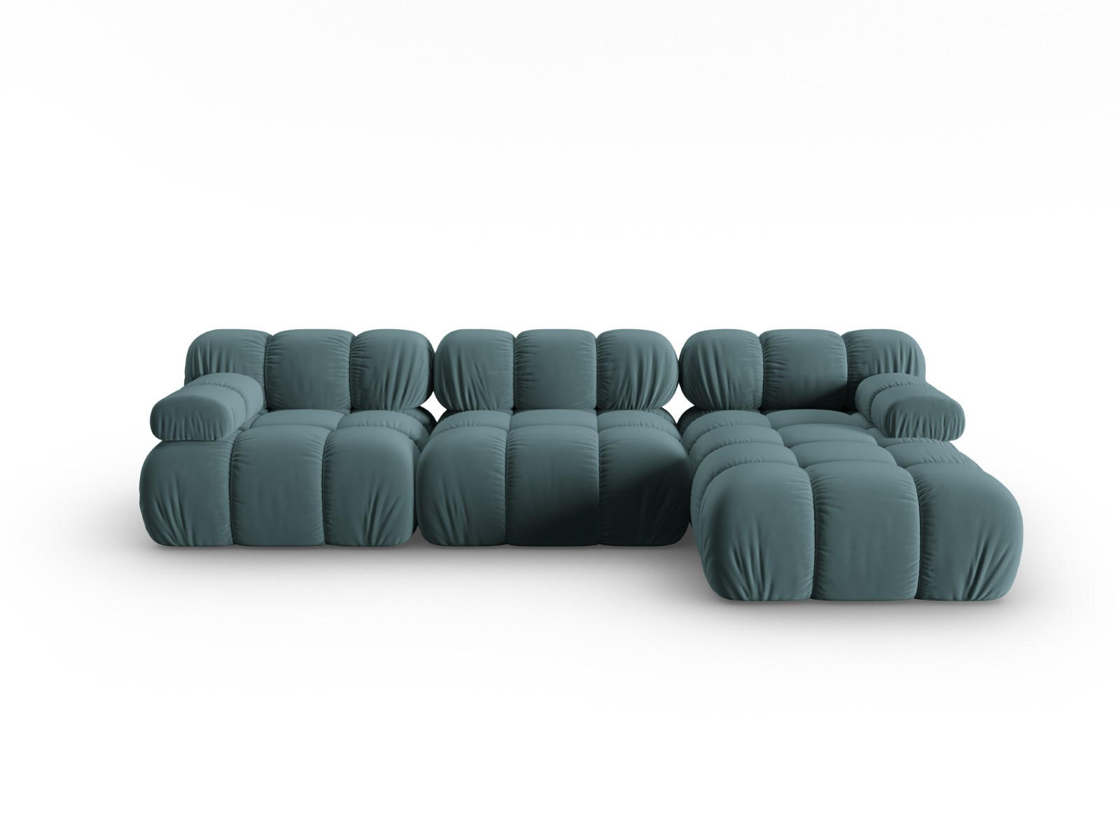 MODULARES-ECKSOFA rechts Bellis aus Samt petrol 4 Sitzplätze - Petrol, Textil (122/285cm) - Micadoni