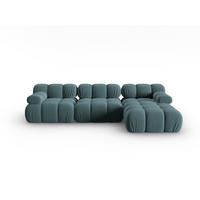 MODULARES-ECKSOFA rechts Bellis aus Samt petrol 4 Sitzplätze - Petrol, Textil (122/285cm) - Micadoni
