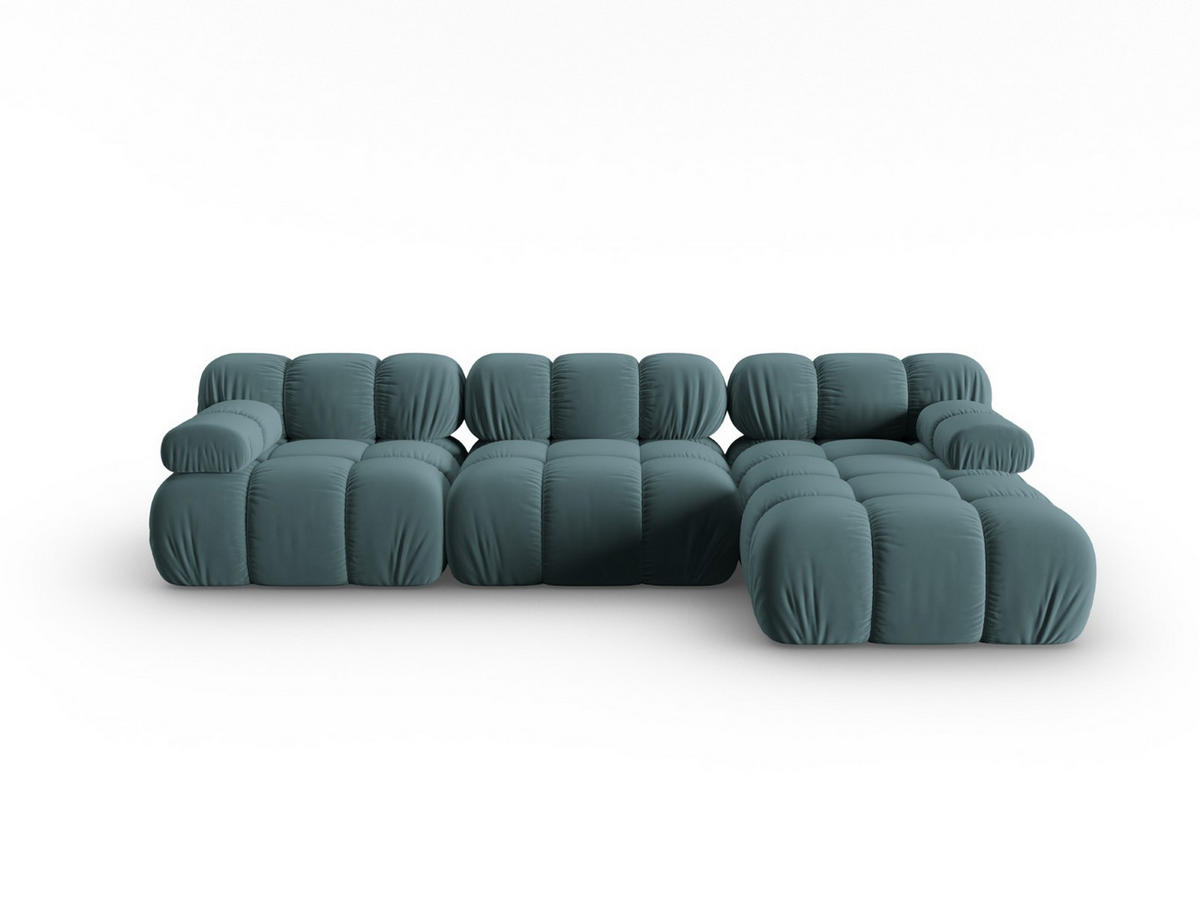 MODULARES-ECKSOFA rechts Bellis aus Samt petrol 4 Sitzplätze - Petrol, Textil (122/285cm) - Micadoni