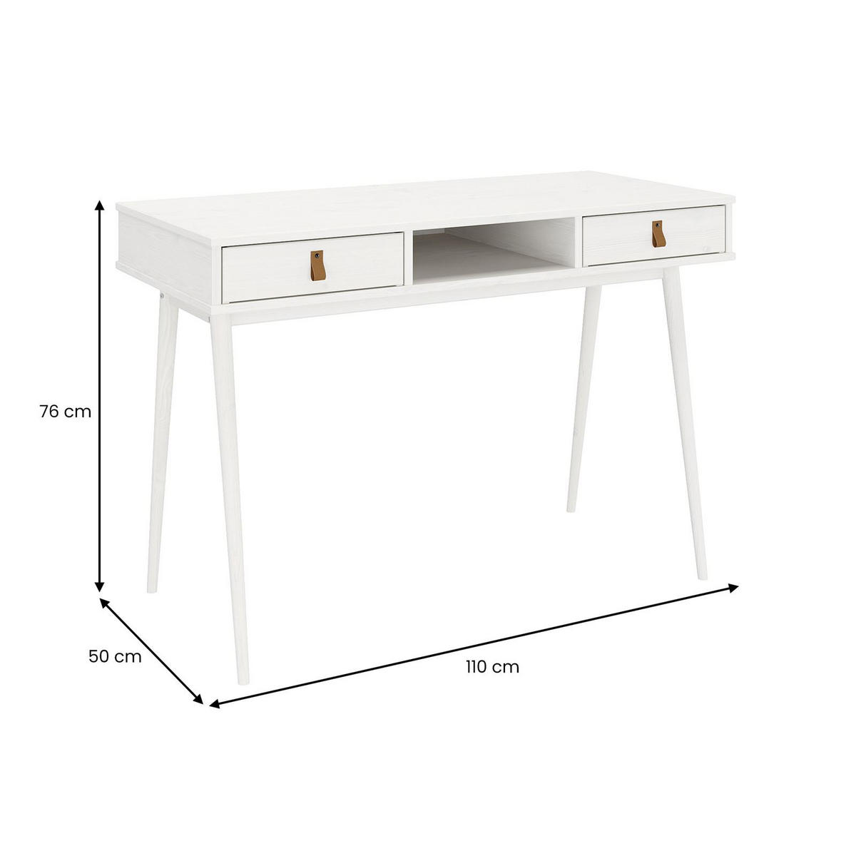 SCHREIBTISCH KIM weiß - Weiß, Holz (50/110/76cm) - IDIMEX