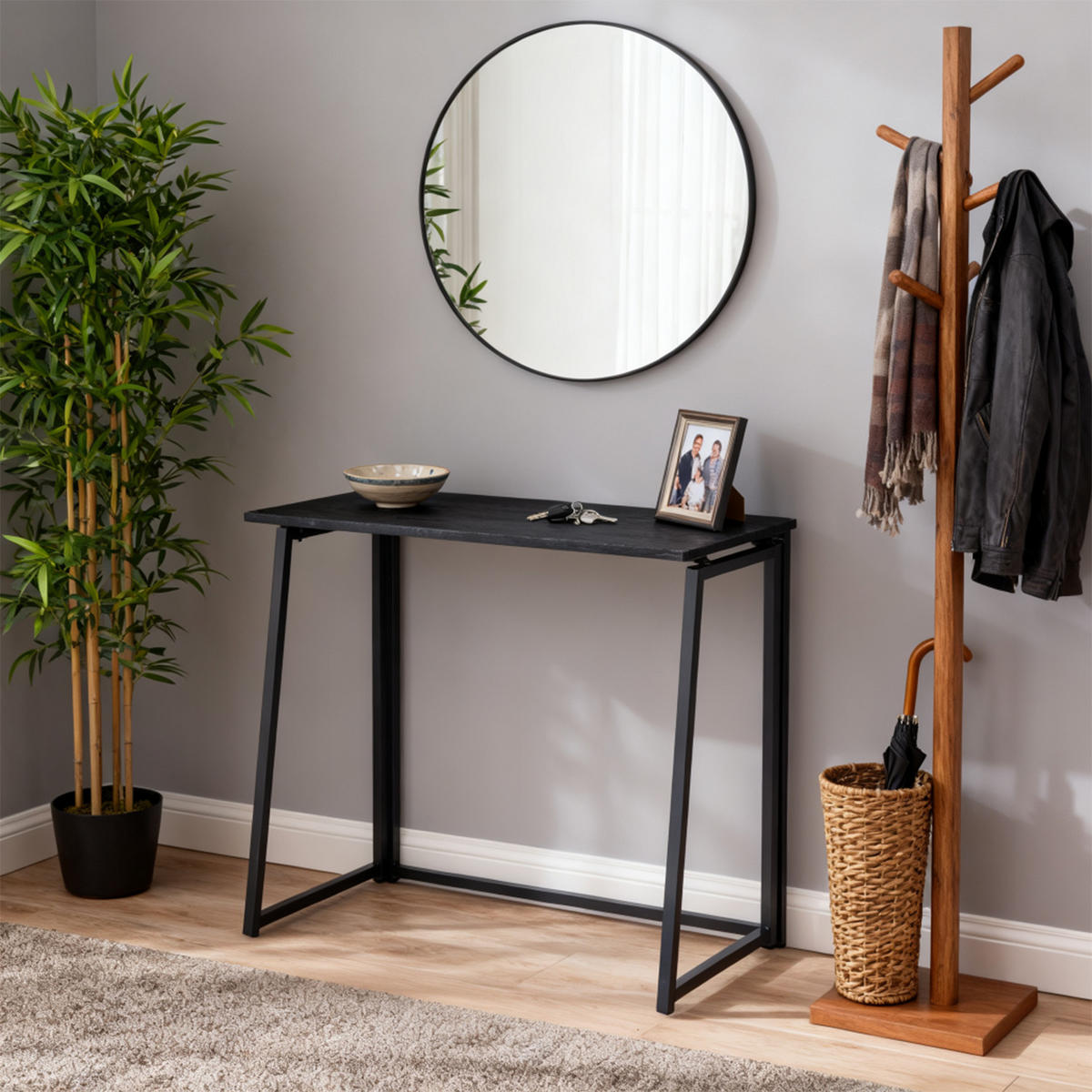 KLAPPTISCH als Schreibtisch und Computertisch, Schwarz - Schwarz, Metall (41.5/78/74cm) - Meubles Cosy