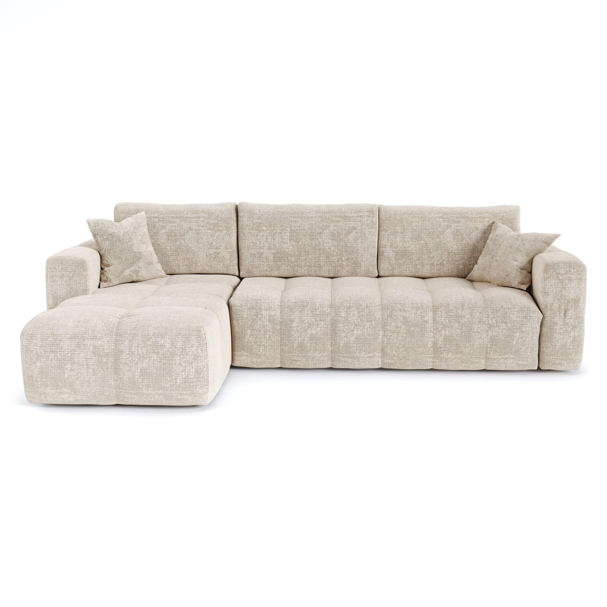 SCHLAFSOFA Express VIBE Geprägter Samt Creme 286cm - Creme, Textil (286/165cm) - Premium Interiors