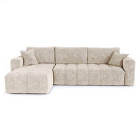 SCHLAFSOFA Express VIBE Geprägter Samt Creme 286cm - Creme, Textil (286/165cm) - Premium Interiors