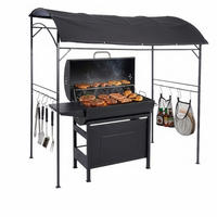 GRILL-PAVILLON - Anthrazit, Textil/Metall (220/220/150cm) - Relaxdays