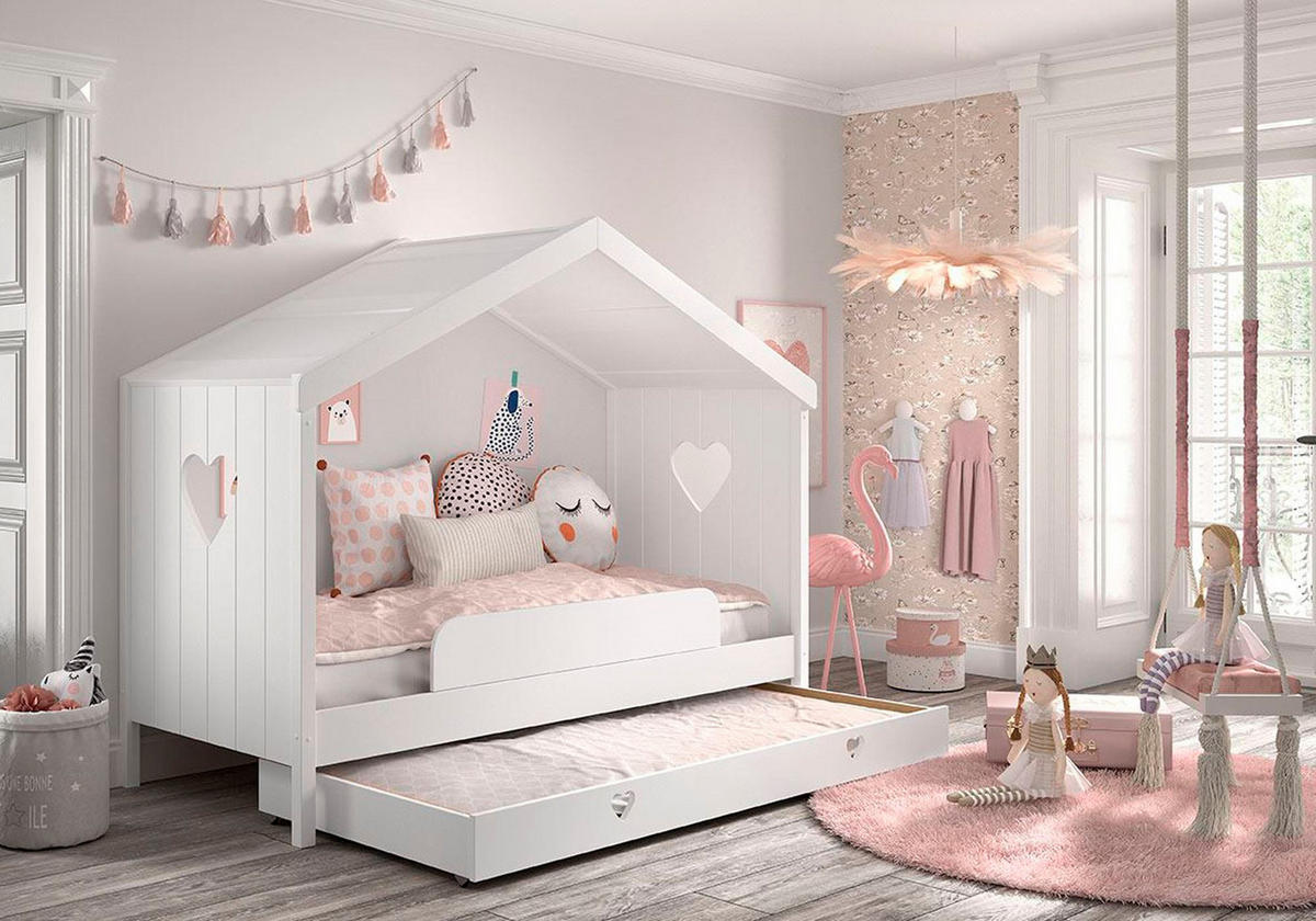 HAUSBETT Kamila 4 213x172x99 aus Massivholz+MDF in Weiß - Weiß, Holz (90/200cm) - 58aufmkessel