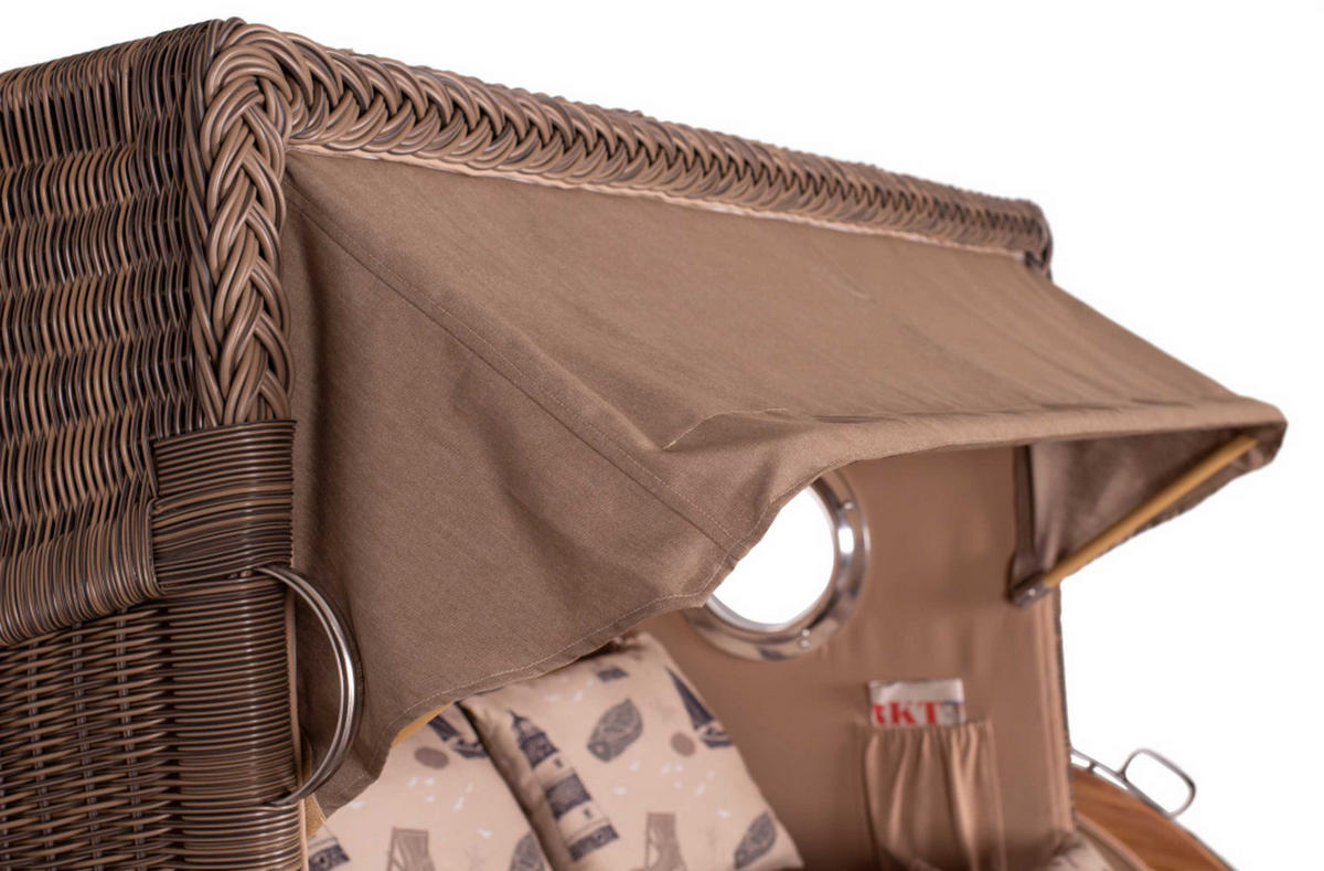 STRANDKORB XXL Düne Grande Teak PE Grey - Braun, Metall (170/170/95cm) - Mr. Deko