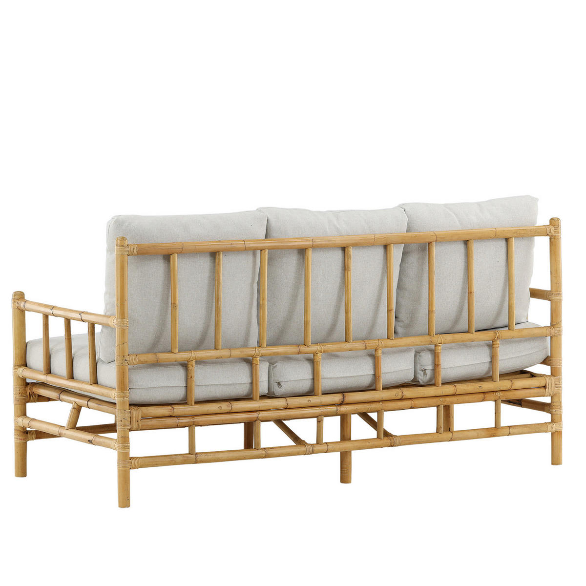 LOUNGESOFA - Weiß - Rattan - 180 x 88 x 77 cm - Beige/Weiß, Naturmaterialen (180/88/77cm) - home24