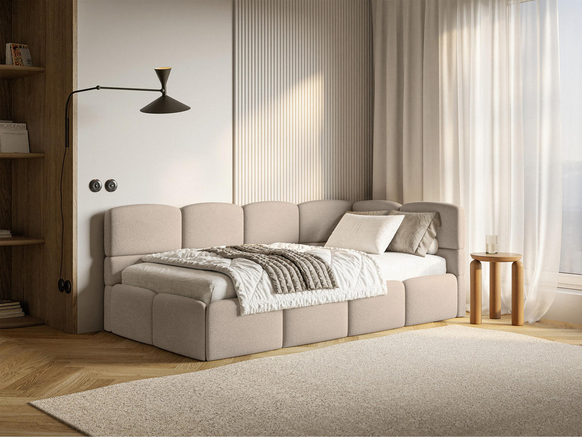 JUGENDBETT Cloudy Beige 120 cm, Chenille - Beige/Schwarz, Kunststoff/Textil (120/200cm) - Selsey