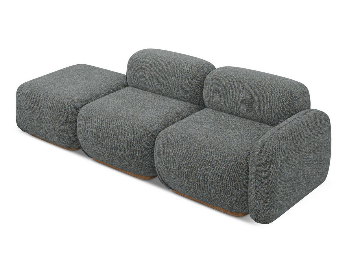 3-SITZER SOFA Links Strukturstoff Stoff Grau - Dunkelgrau/Braun, Holz/Textil (258/73/95cm) - Makamii