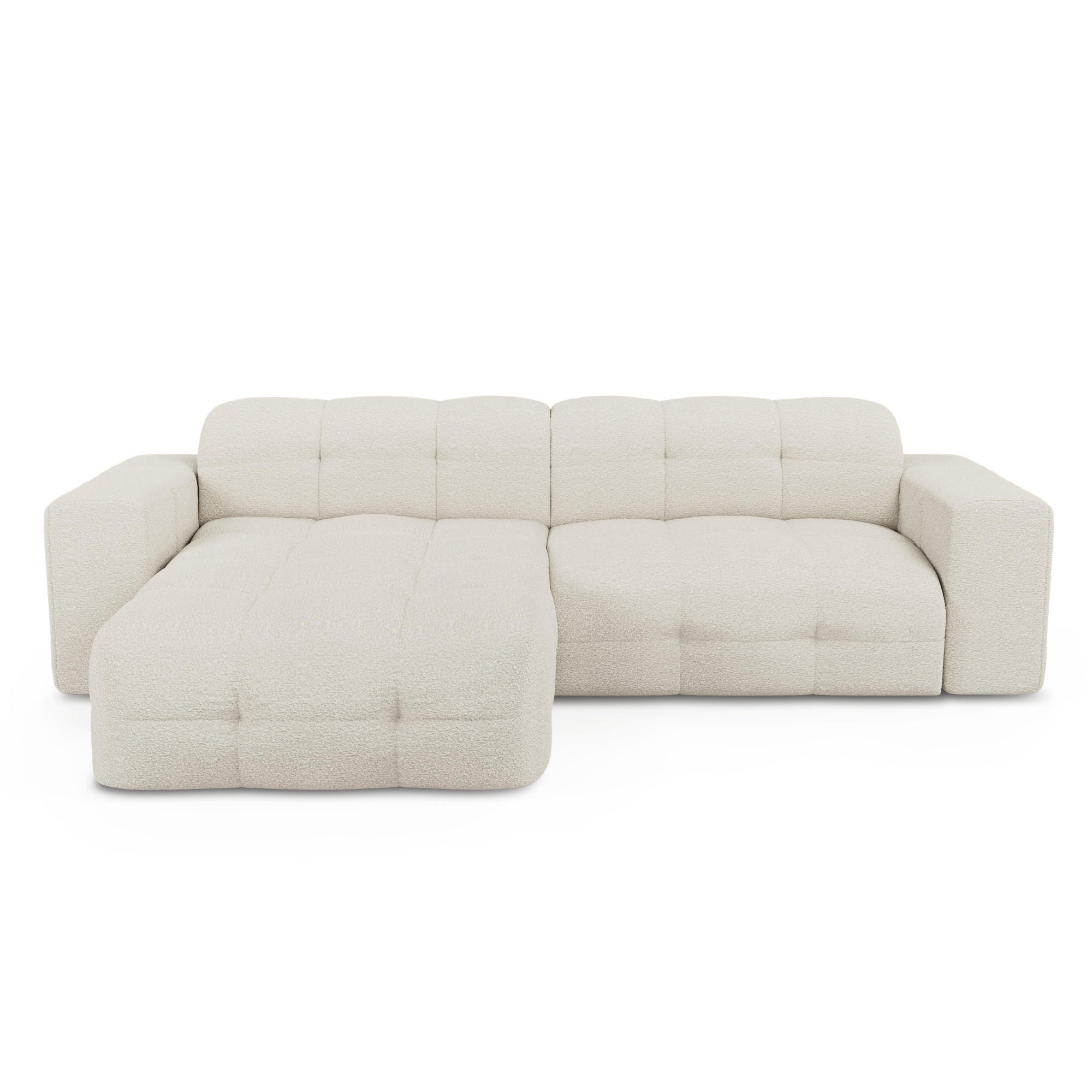 ECKSOFA LINKS Bouclé-Stoff Creme 230cm - Creme, Textil (155/230cm) - Sia Home