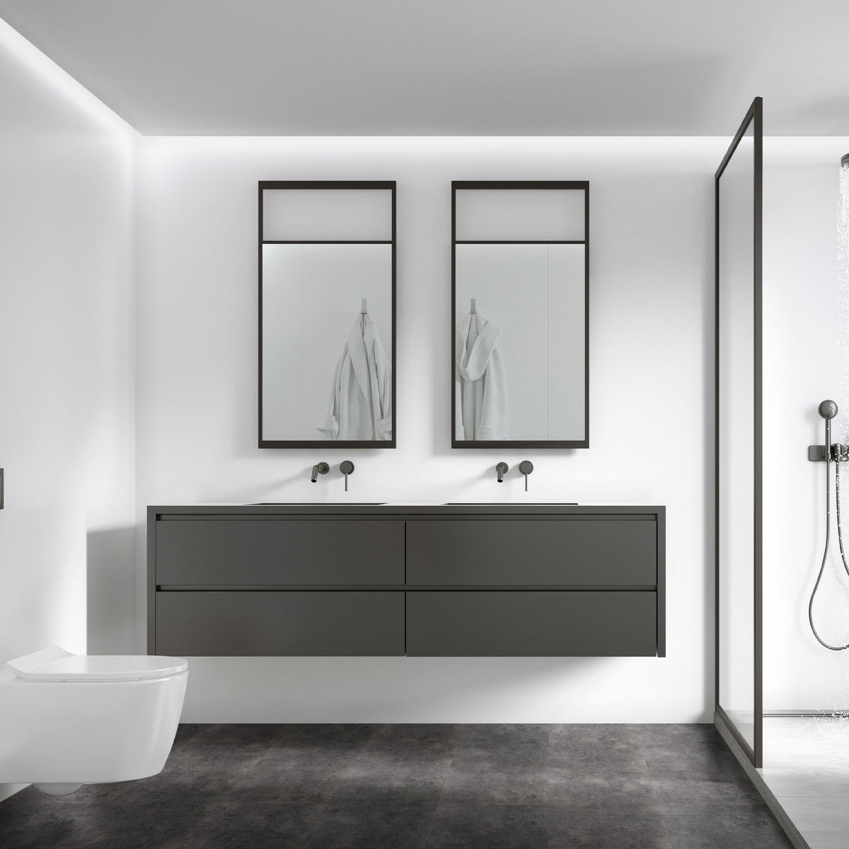 PVC BODENBELAG selbstklebend 6,68m²/36 Dielen Vinylboden Betonoptik Grau Zement Dunkel - Dunkelgrau, Kunststoff (61/30.5/0.2cm) - ML-DESIGN