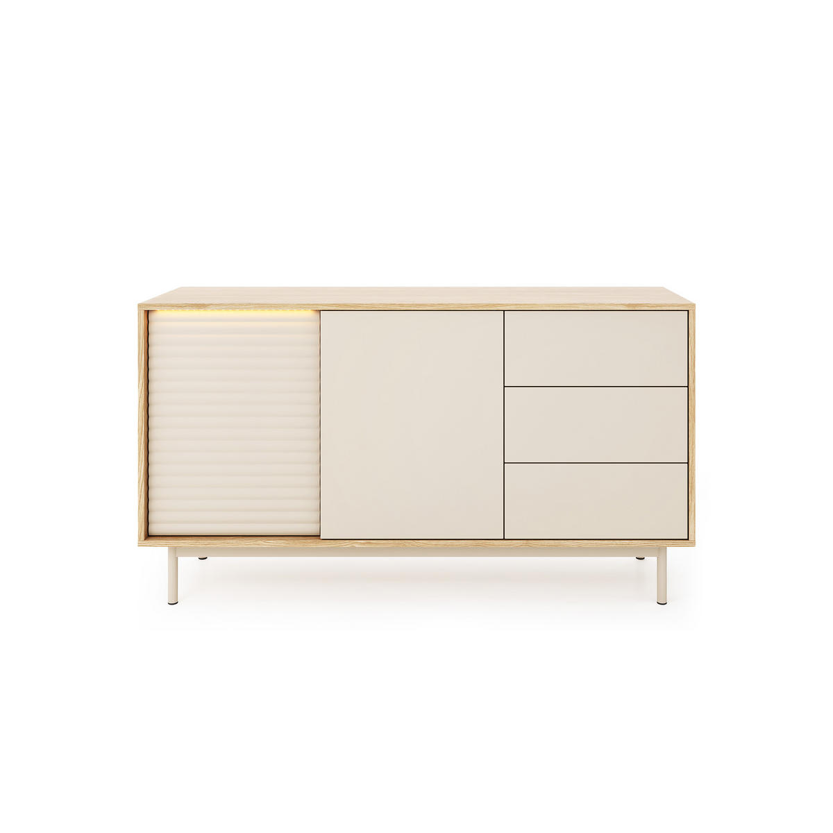 KOMMODE Terra mit 2 Türen und 3 Schubladen, Kaschmir/geölte Eiche - Kaschmir, Holzwerkstoff/Metall (140/77/40cm) - Beautysofa