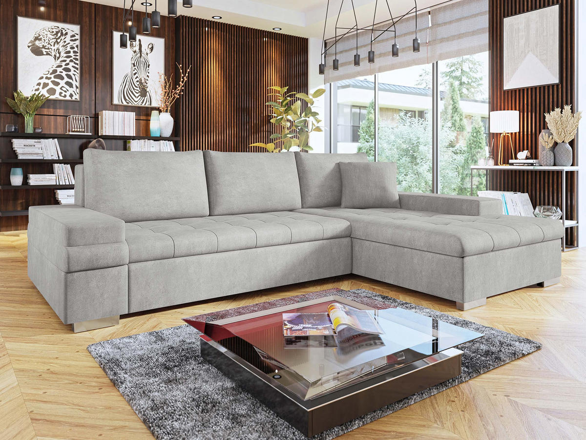 ECKSOFA Bangkok Mini Premium - Greige/Silberfarben, Holz/Textil (274/182cm) - MIRJAN24