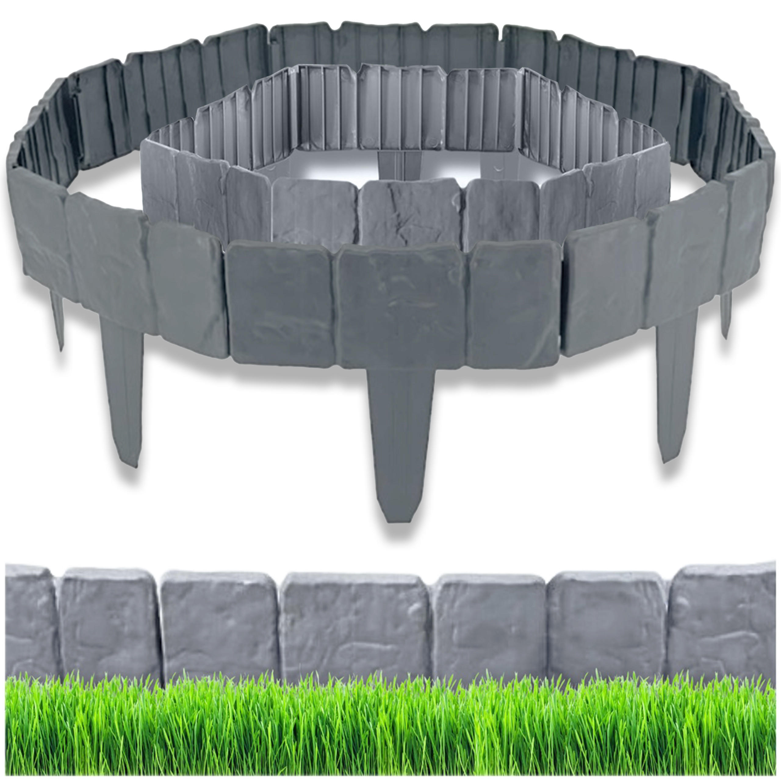 Krumad Rasenkante Grau 23x10x25 cm