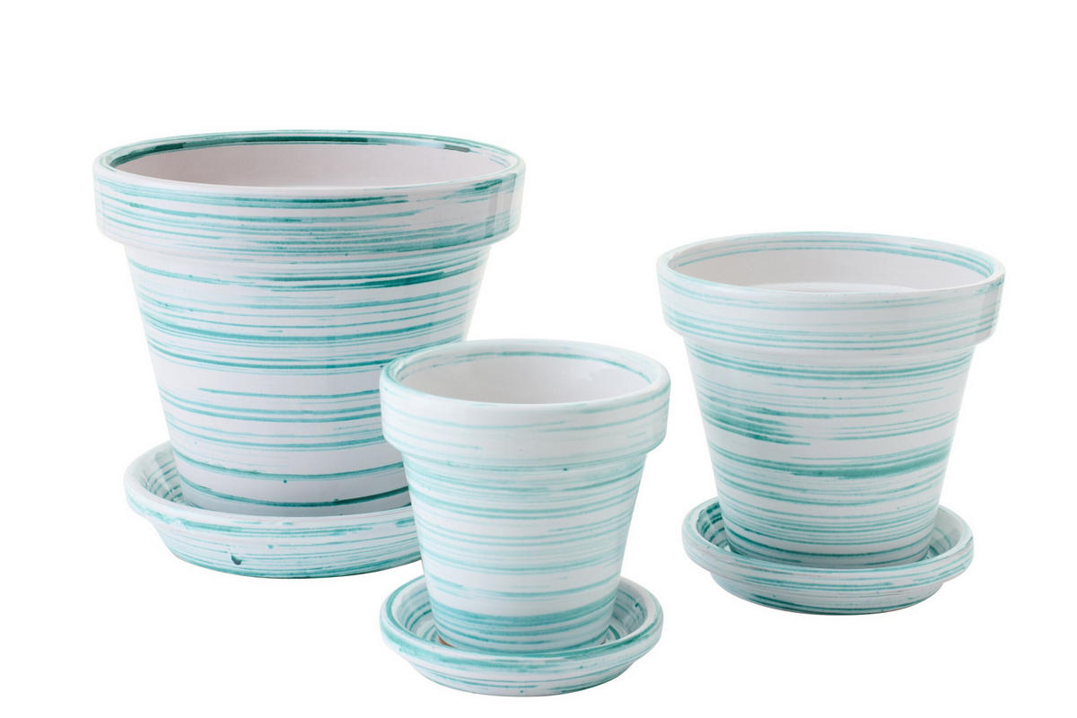 BLUMENTOPF MW Grün - Weiß, Keramik (35/33cm) - J-Line