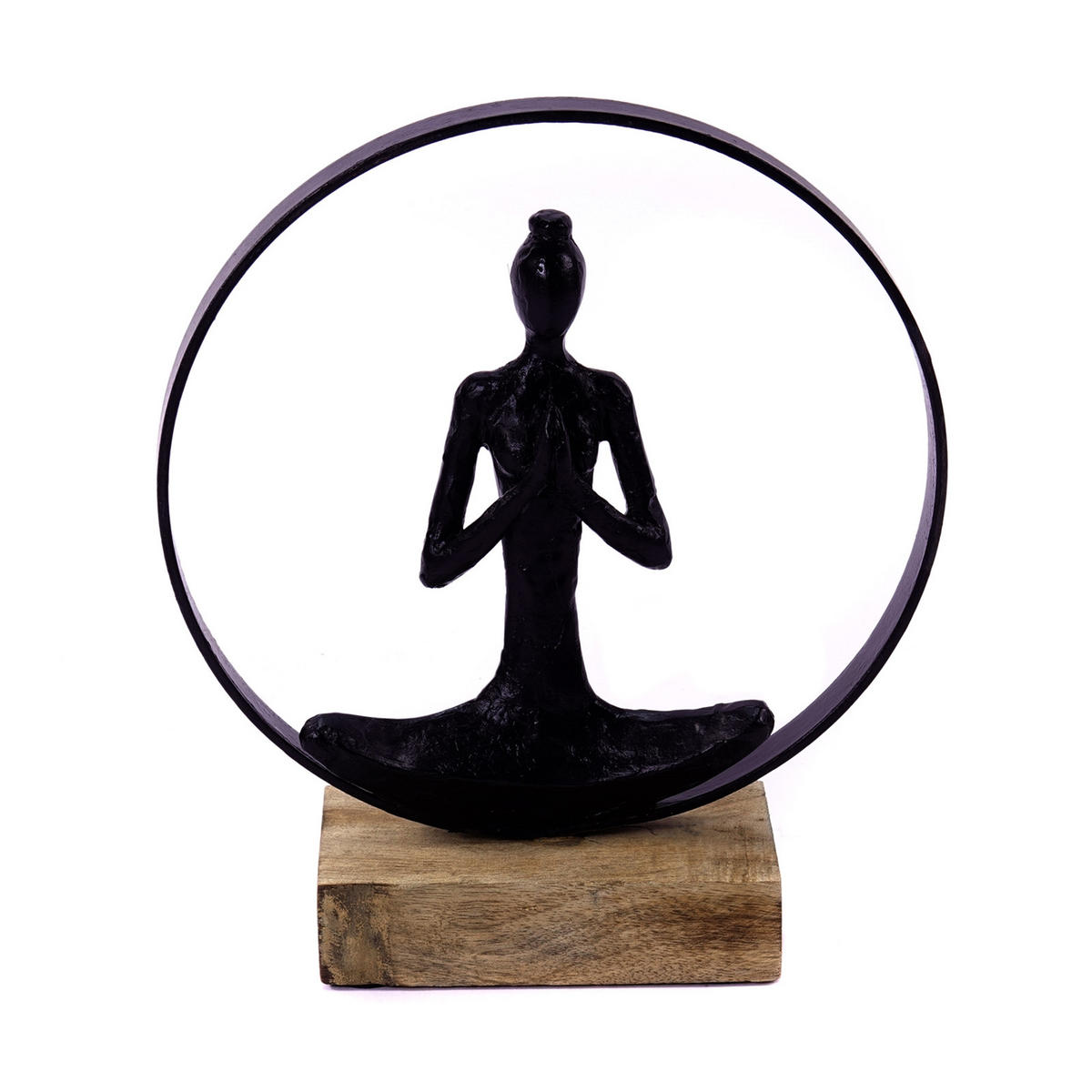 SKULPTUR Namaste Mangoholz-Sockel schwarz-natur - Schwarz, Holz (25/28/8cm) - CREEDWOOD